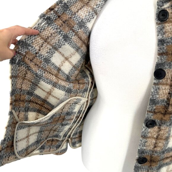 Isabel Marant Etoile Gaston Wool-Blend Plaid Coat Gray Brown Size Medium - Picture 8 of 12